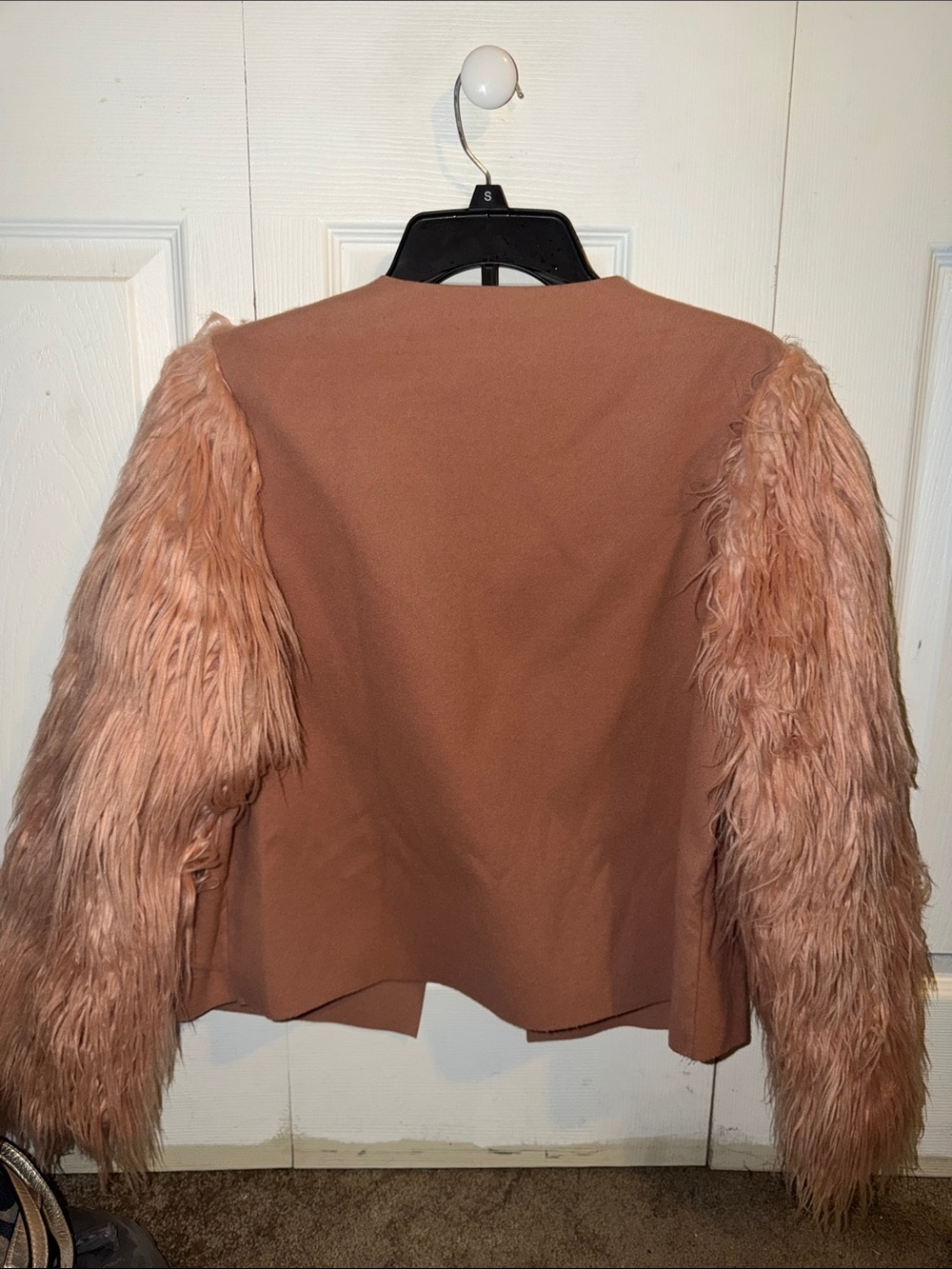 Womens Pink Faux-Fur Sleeve Jacket - Picture 3 of 3